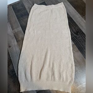 FP Beach Knit Midi Skirt XS Cream Coastal Grandma Minimalist Capsule Boho Lounge